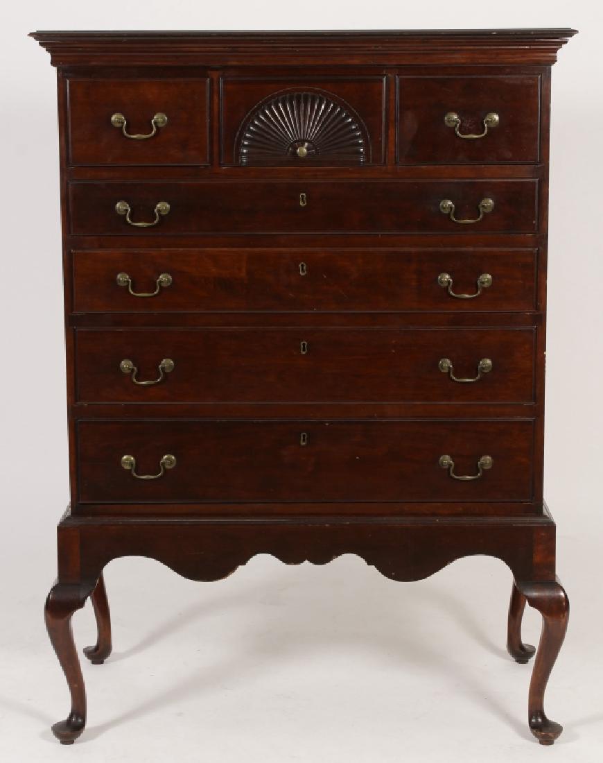 American Cherry Carved Highboy, 19th-20th C. (1 of 5)