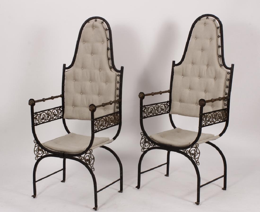Pr. of Oscar Bach Bronze/ Iron Throne Arm Chairs (1 of 6)