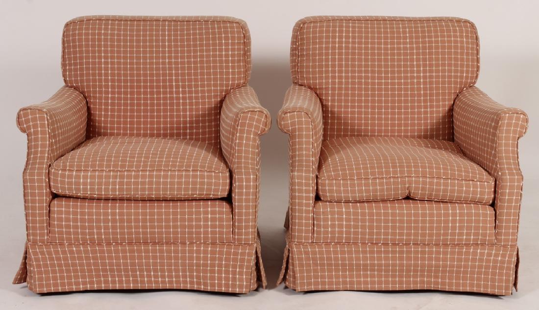 Pair of Pink & White Upholstered Club Chairs (1 of 5)