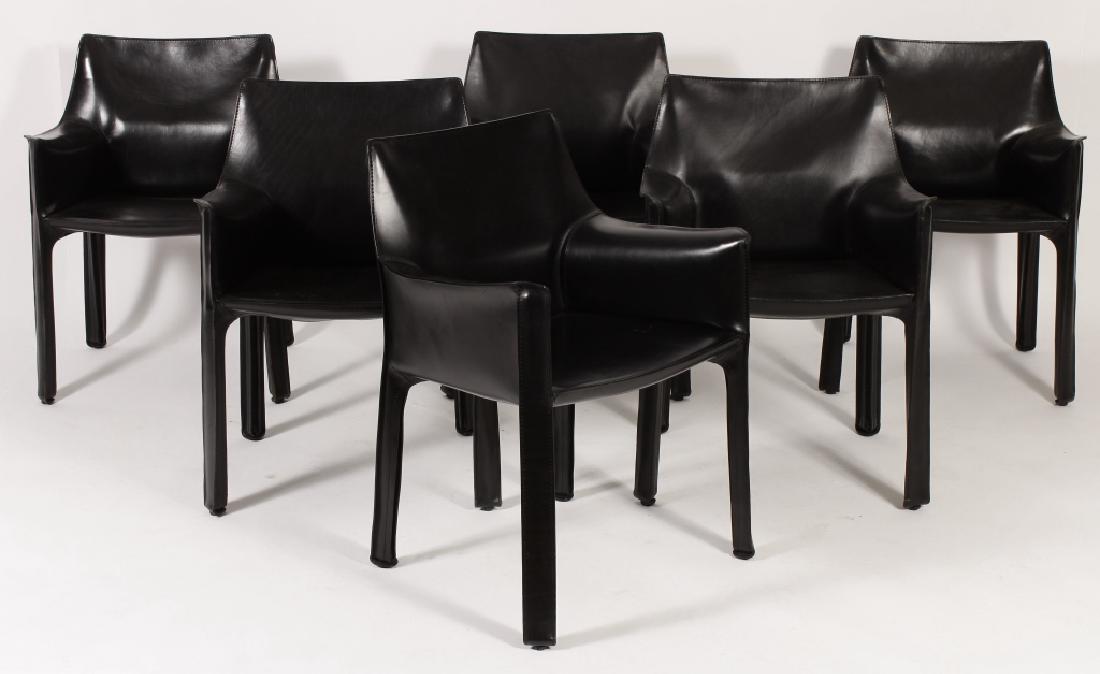 Six Mario Bellini "Cab" Black Leather Armchairs (1 of 5)