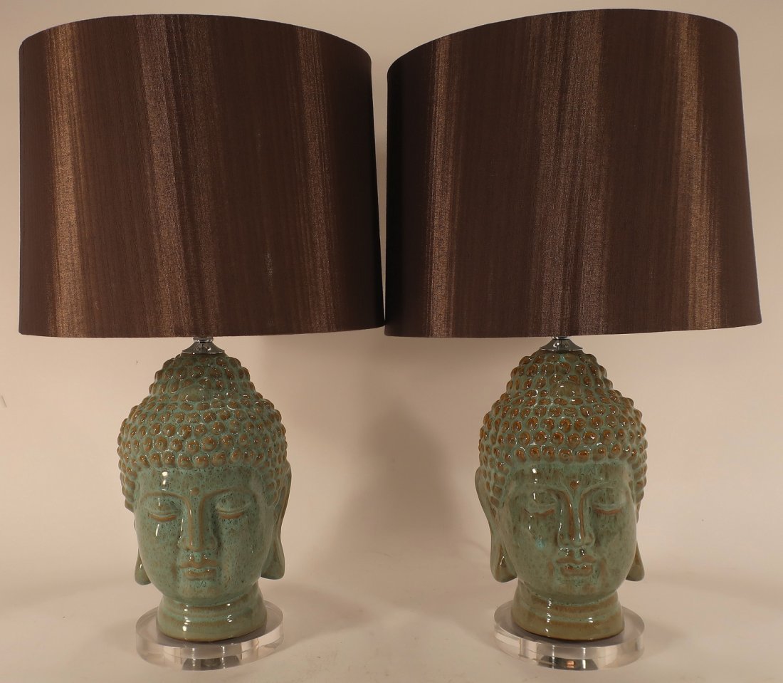Pair of Modern Ceramic Buddha Table Lamps (1 of 6)