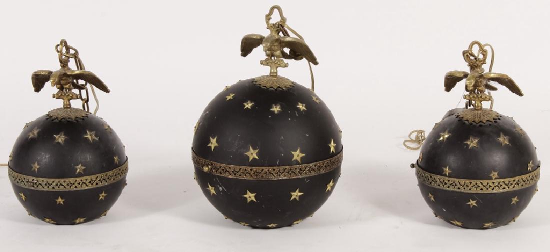 Set of 3 Brass & Metal Lanterns with Stars & Eagle (1 of 5)