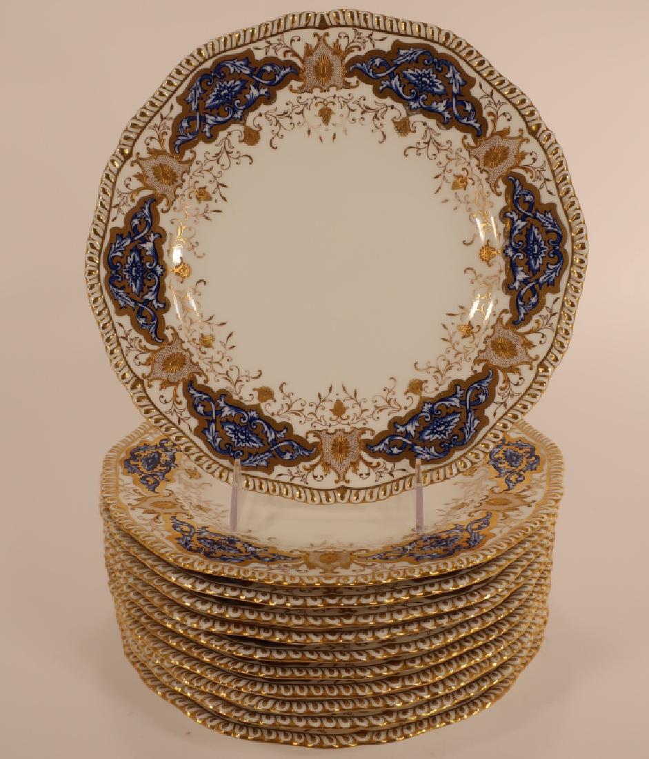 Set 11 Coalport Blue and Gold Trim Dinner Plates (1 of 4)