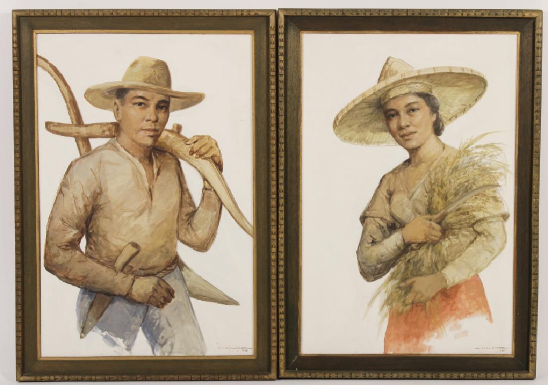 C.V. Lopez, Filipino, 20th C., 2 Portraits, O/C (1 of 8)
