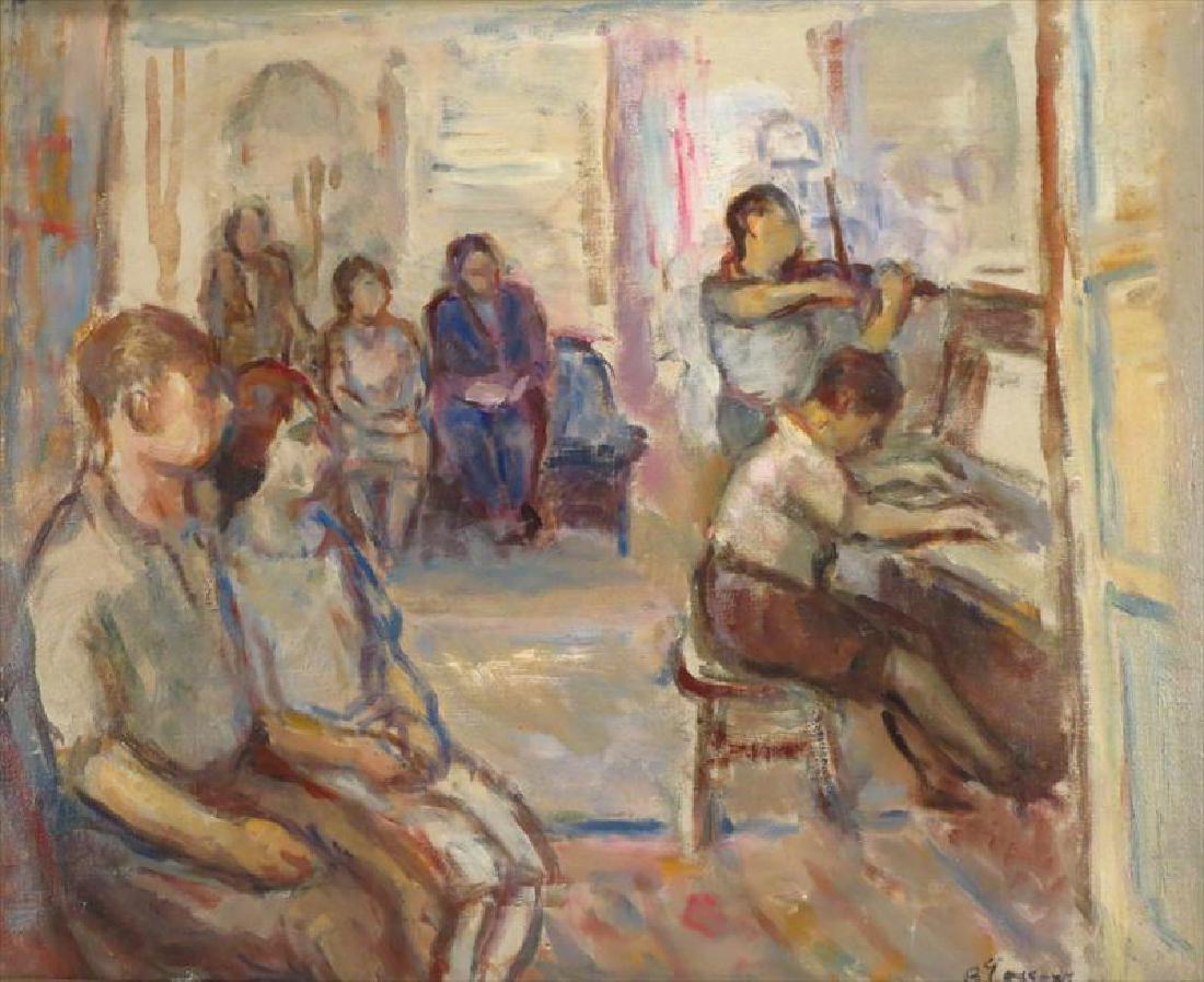 Bernard Gussow, Am., "The Young Performers, O/C: Bernard Gussow, American, 1881-1957, "The Young Performers", 20th century, oil on canvas, signed on recto at lower right {MARB3421} (AM ) Dimensions: 19" x 22.5"; framed 25" x 29"