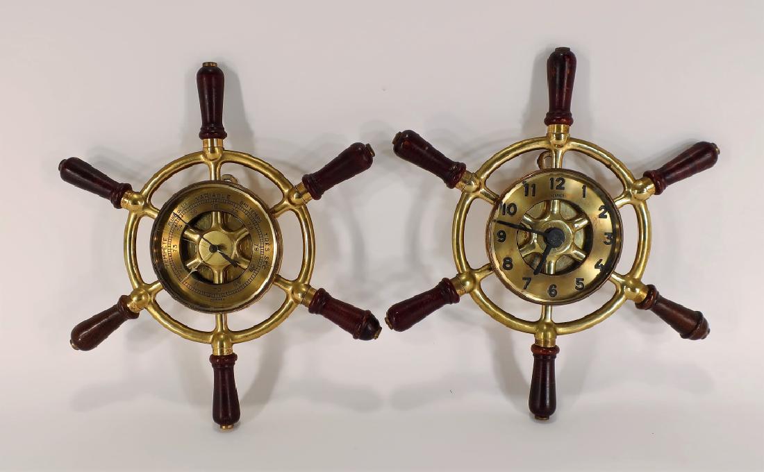 Hermes Ships Wheel Clock/Barometer,c.1950 (1 of 5)