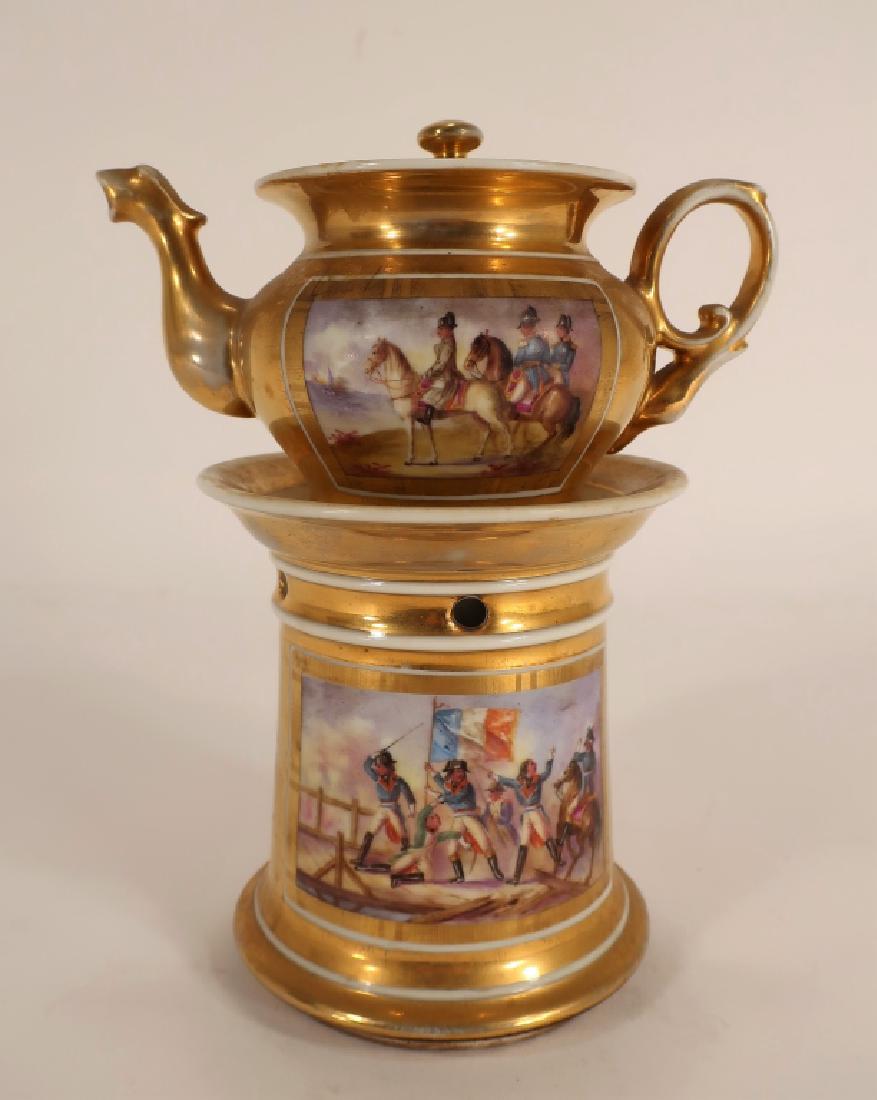 Napoleonic hand painted teapot with stand (1 of 8)