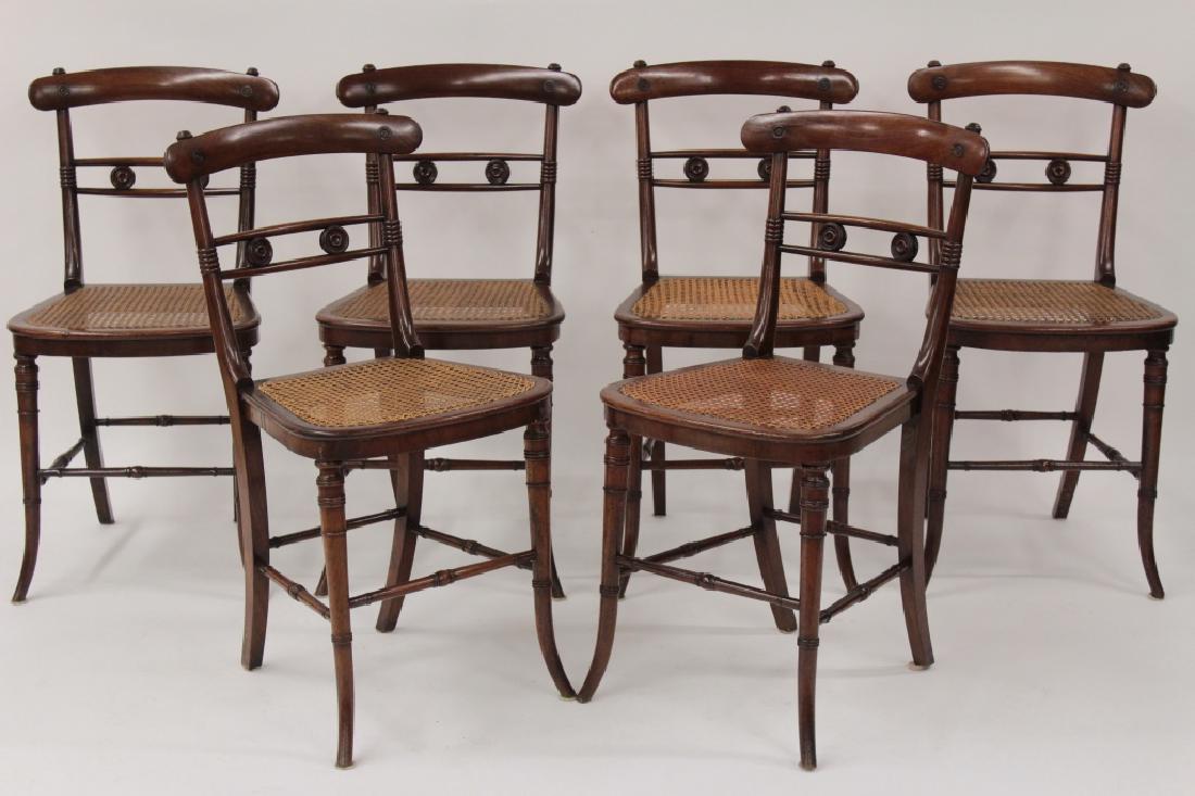 6 Victorian Mahogany Wood and Caned Side Chairs (1 of 9)