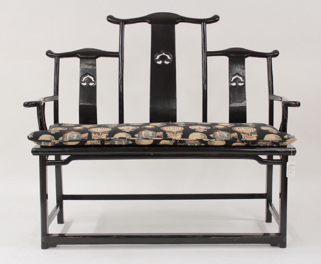 Chinese Ming Style Yoke Back 3 Seat Settee (1 of 8)