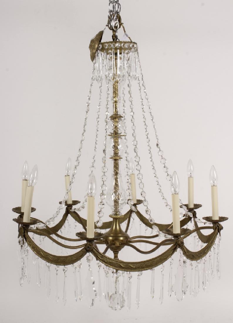 English Style Crystal/Brass 8 Light Chandelier (1 of 8)