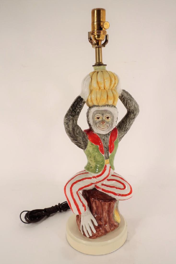 Italian Ceramic Monkey Table Lamp 20th C. (1 of 7)
