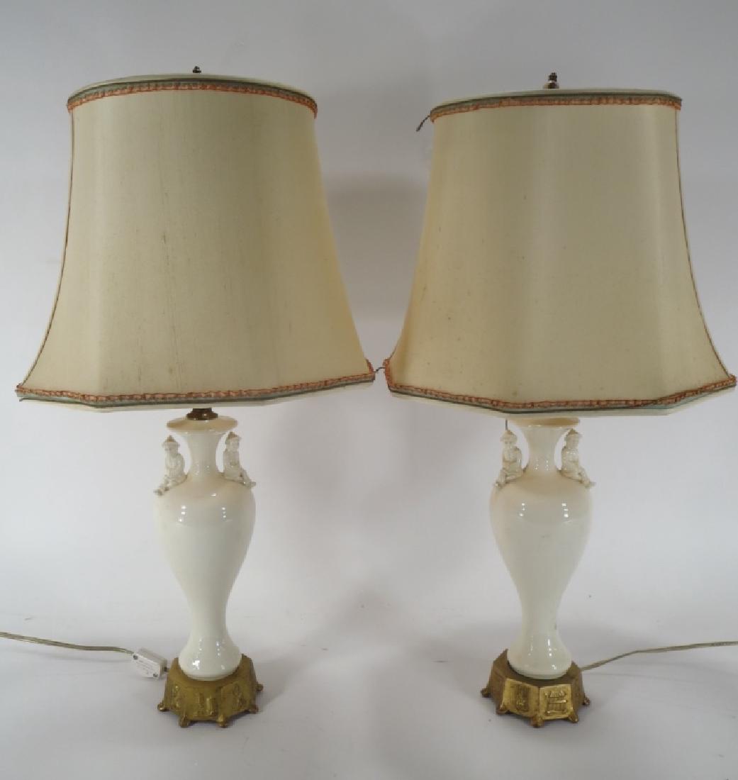 Pr. Chinese Style Lamps, 1940's Blanc de Chine (1 of 6)