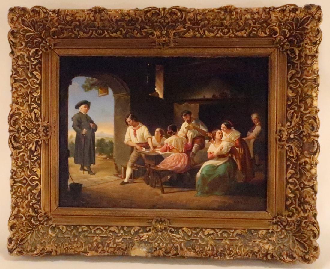 German School, 19th C., Italian Tavern Scene, O/C (1 of 6)