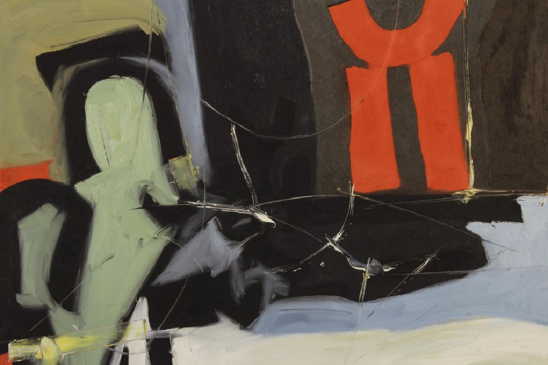 Arnold Weber, Am., 1921-2010, Dark Abstract O/C (1 of 6)