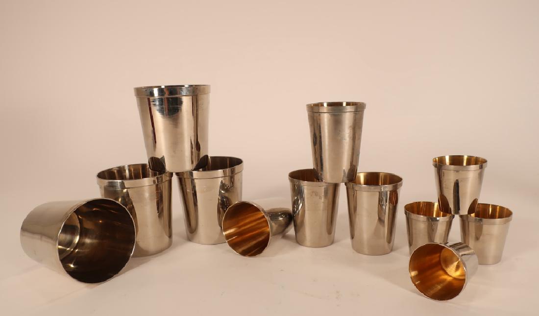 12 Brook's Gentlemans Club Metal Traveling Cups: "The Brook's" Gentleman's Club Metal Traveling Cups,c.1946, by Rumpp, with 3 embossed leather cases. NOTE: This lot is being re-auctioned due to non-paying bidder Tina Cheung from Bankok, Thailand (QN