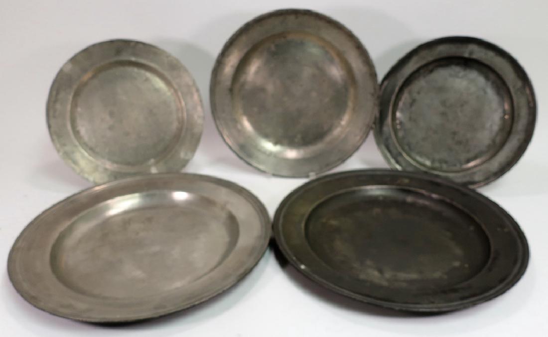 5 Pewter Continental Chargers, 17th-18th C. (1 of 7)