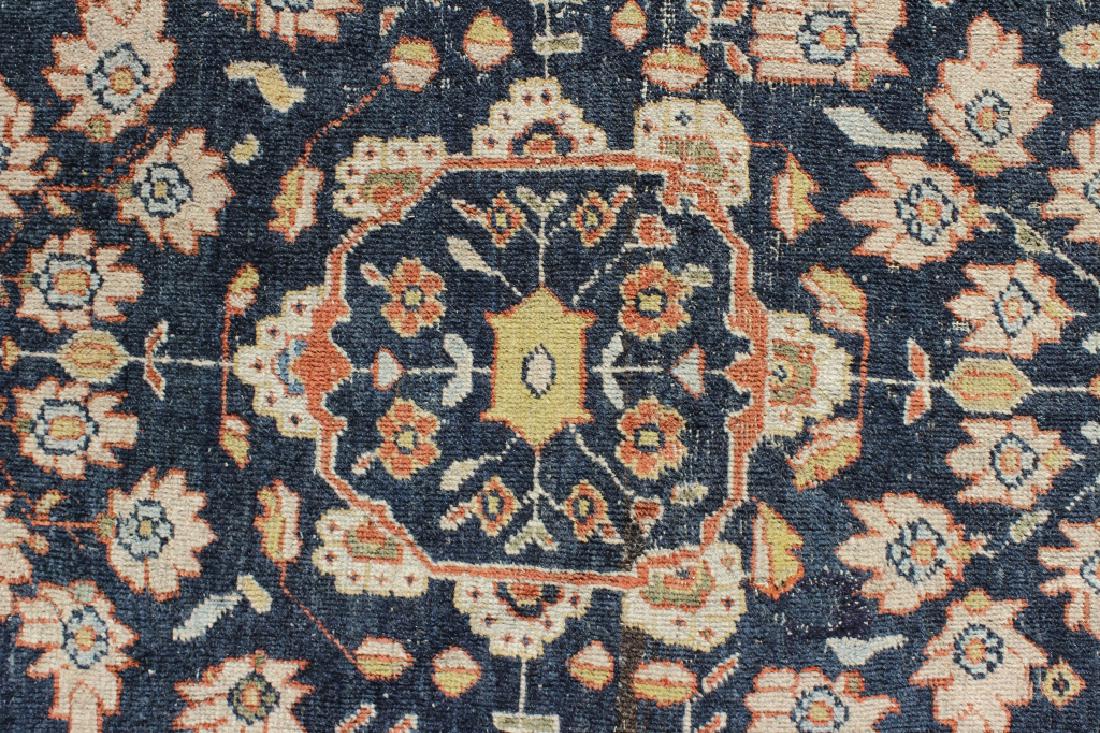 Mahal Carpet, early 20th c., Deep Blue Field: Deep blue ground, rows of three medallions with flower heads, wide rust color primary border with leaf and wine median. Biography: "Antiquarian" Isobel Hinckley Glover, along with her husband Price Pe