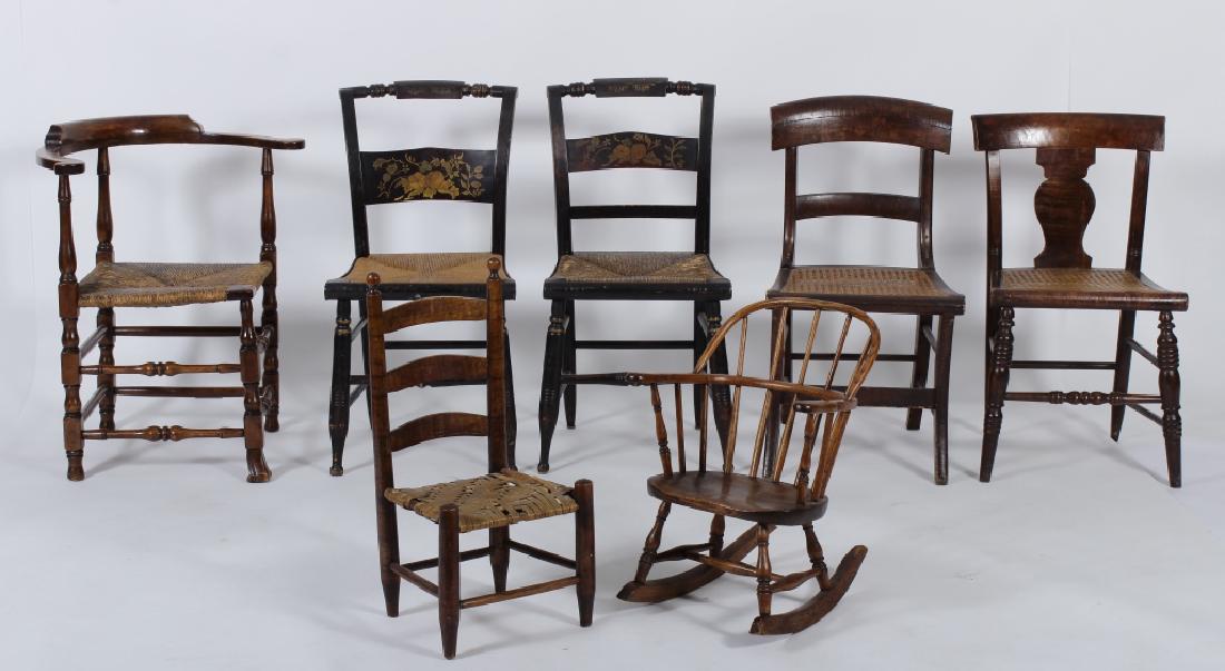 7 American Wooden Chairs, 18th-19th C. (1 of 10)