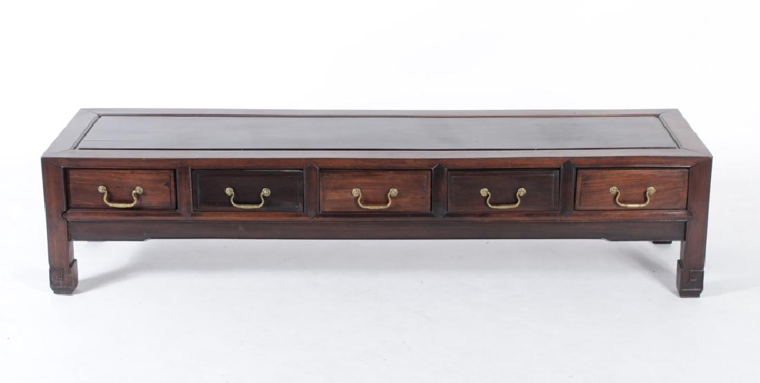 Chinese Hardwood K'Ang Low Table, 5 Frieze Drawers (1 of 4)
