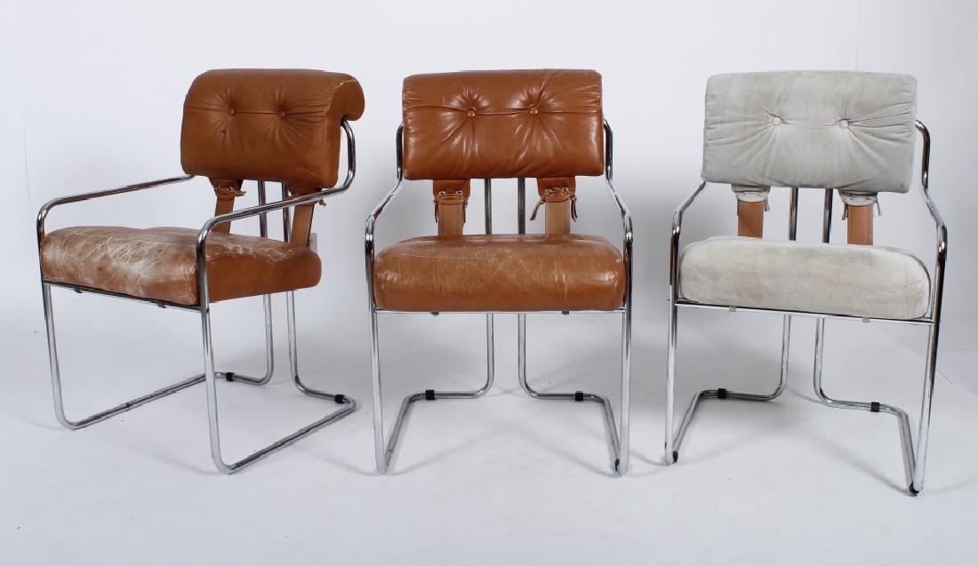 3 Pace Collection Chairs by Mariani: 3 Tacoma Chairs by Mariani for Pace Collection, designed by Guido Faleschini, Italy, c.1970, leather and chrome (RMOL9102/3) [MM] Dimensions: 33"H x 21"W x 26"D