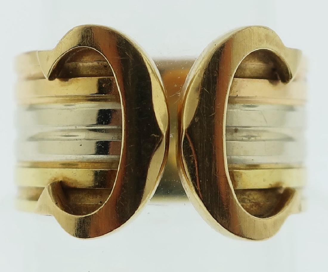 18K Tri-Color Gold Cartier Double "C" Ring (1 of 7)