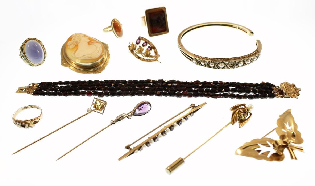 Lot of 14: 19th Century Jewelry Rings & Bracelets (1 of 10)