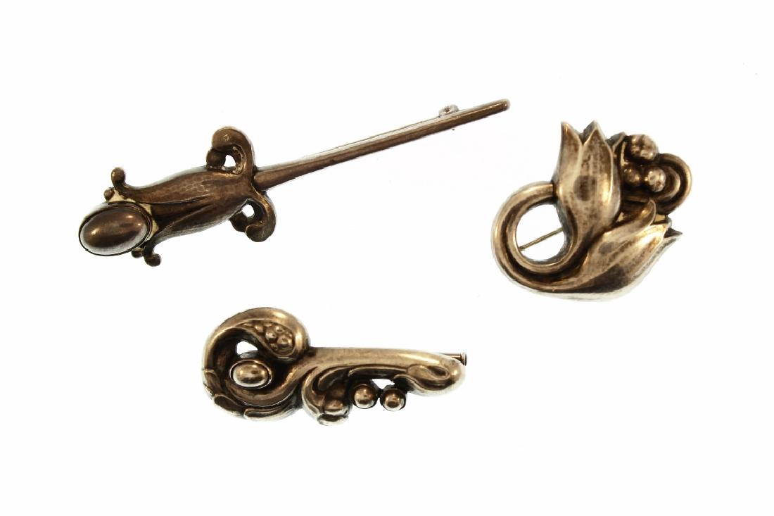 3 Silver Pins: 2 Georg Jensen & Another (1 of 7)