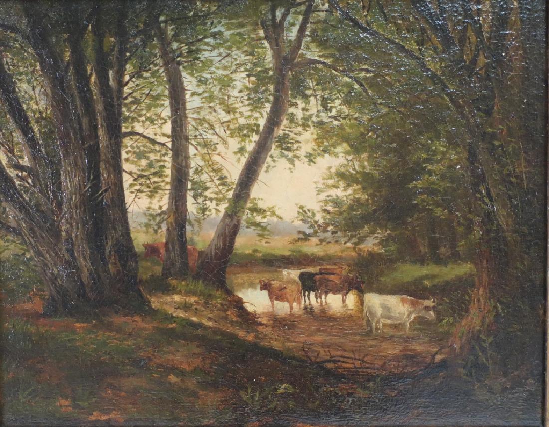 American School, 19th C., Cows in Landscape, O/C (1 of 6)
