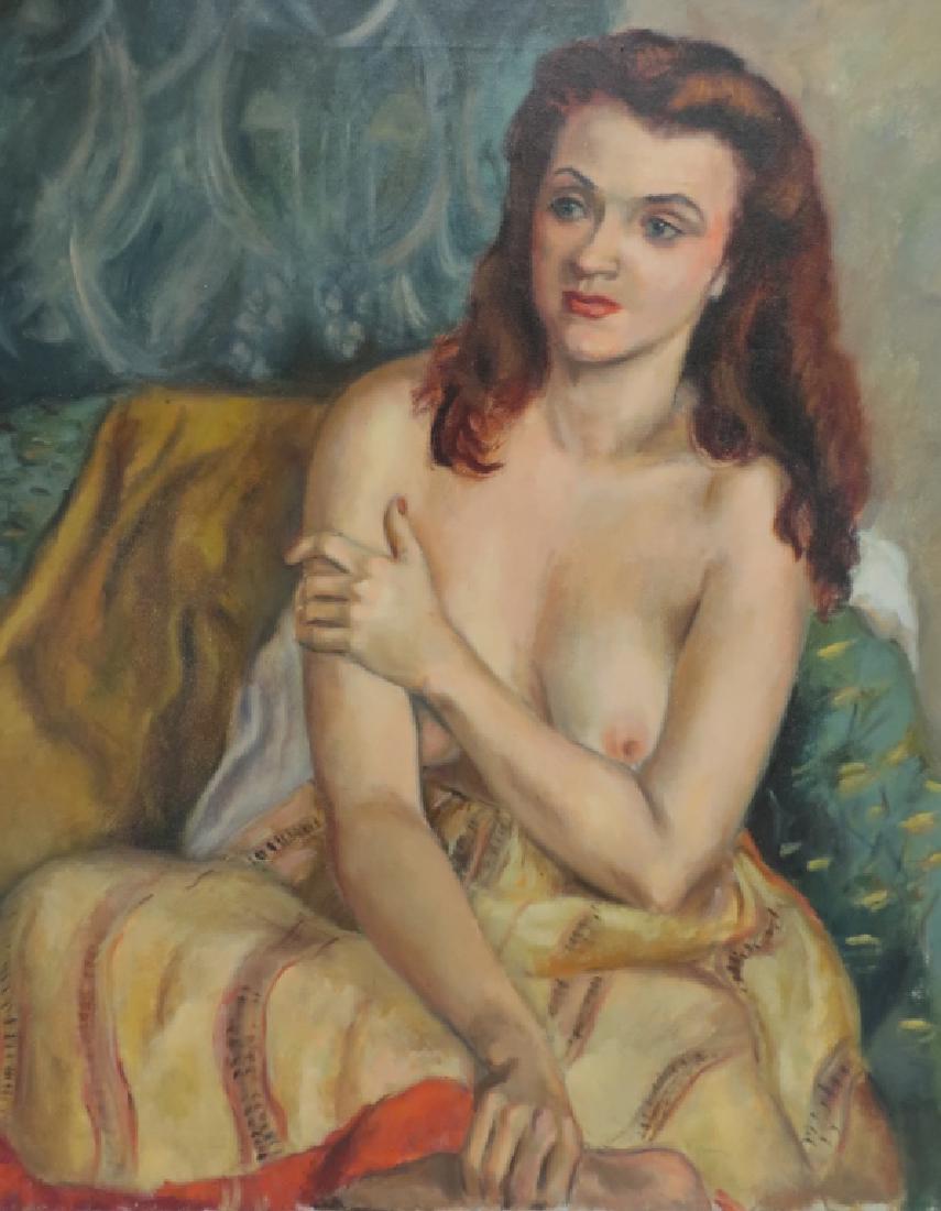 Lot of 2 P. Zimmerman 1921-2007 Nude & Woman O/C: Lot of 2: Paul Warren Zimmerman (American 1921-2007) Seated Female Nude & Woman w/ Vase of Flowers O/C, each inscribed with compositional sketch on verso, "Zimmerman". (SLAT9410/2) [AC] Dimensions: 25