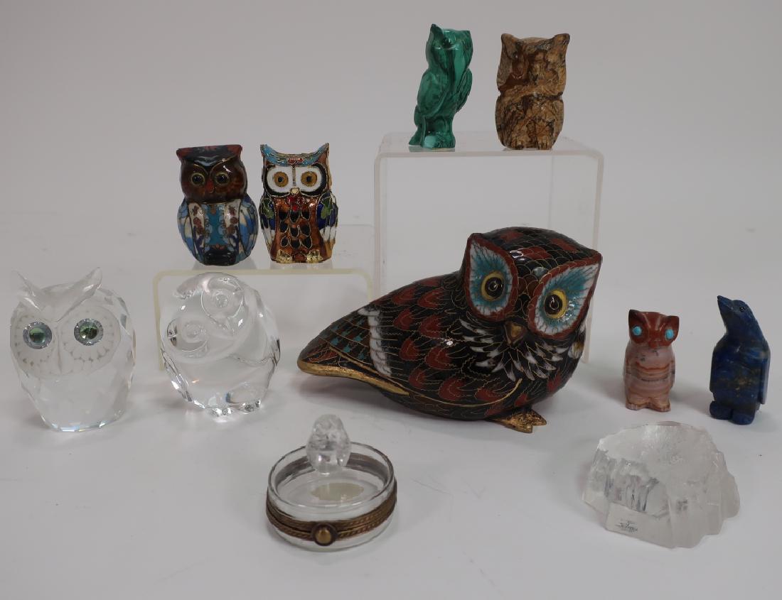 Grp. of Glass/Crystal, Cloisonee, Stone Owl (1 of 10)