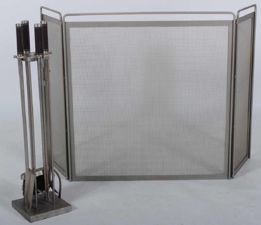 Modern Iron/Leather Fireplace Tools/Screen (1 of 6)