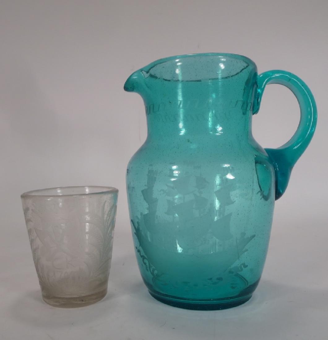 1709 Etched Glass Tumbler & Pitcher (1 of 6)