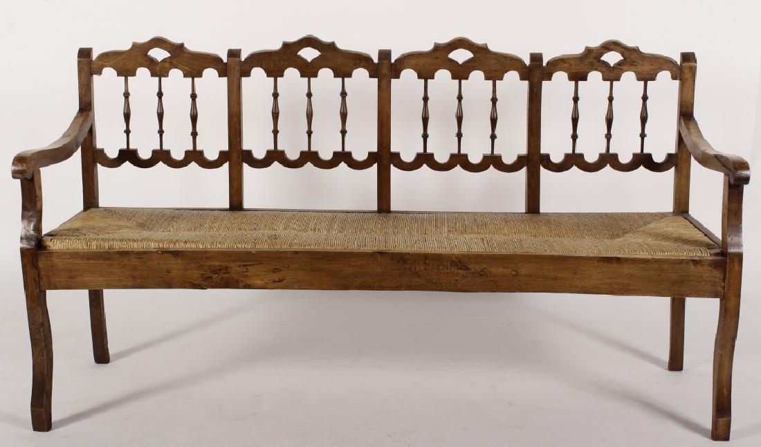 Anglo Indian Style Wood/Rush Spindle Back Bench (1 of 8)