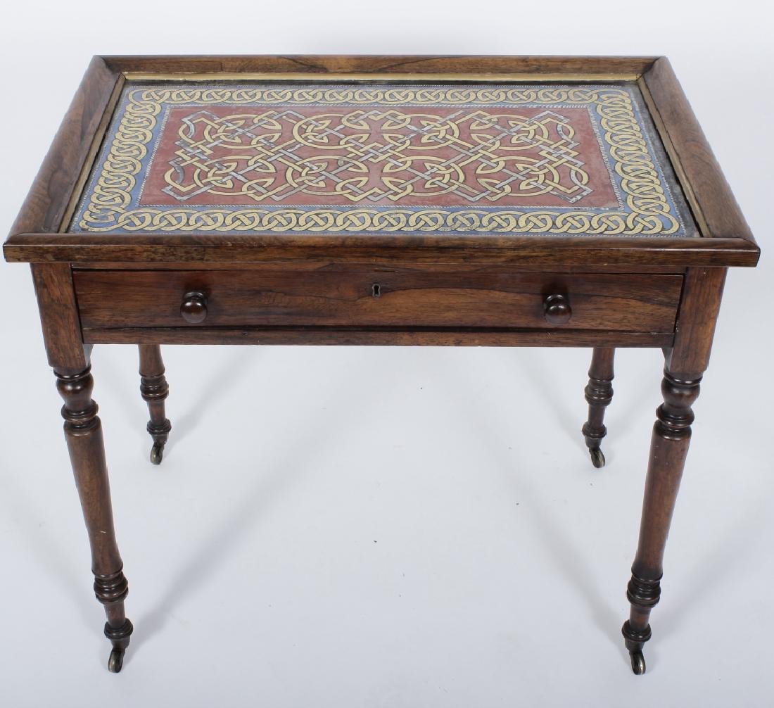19th C. English Wood and Verre Eglomise Table (1 of 10)