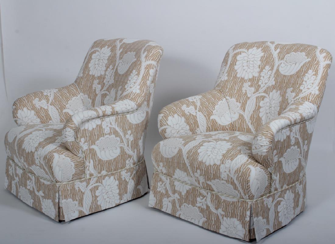 Pr. of Floral Upholstered Arm Chairs (1 of 5)