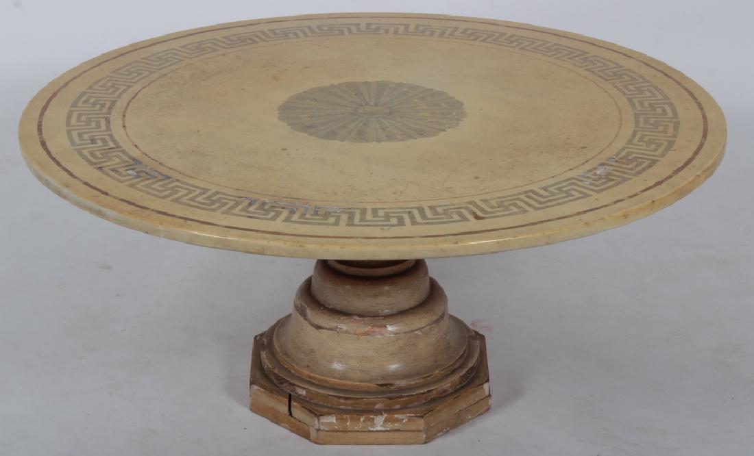 Low Table Italian Inlaid Marble w/ Wood Base (1 of 6)