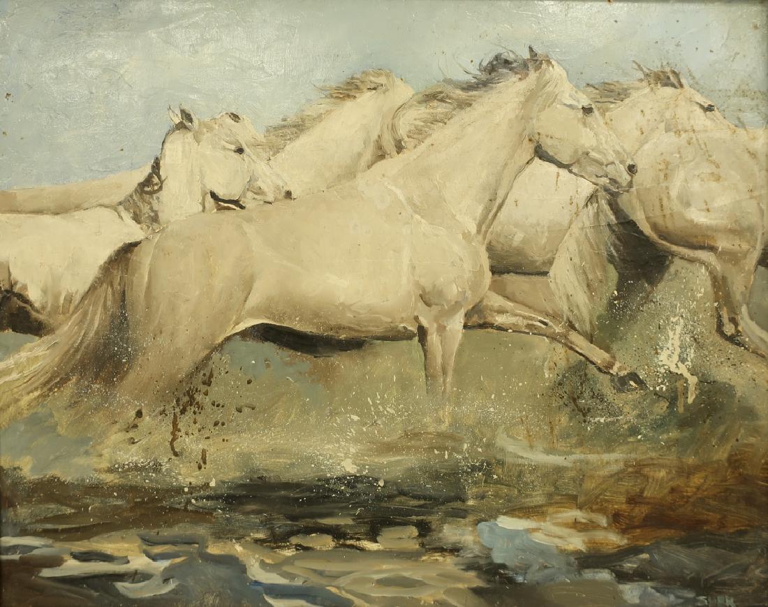 Lewis Sher, Am., Horses Fording Stream, O/B (1 of 7)