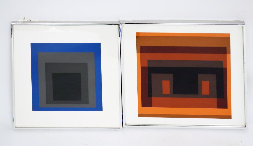 Albers, 2 Silkscreens, Orange/Tan/Blue Squares (1 of 5)