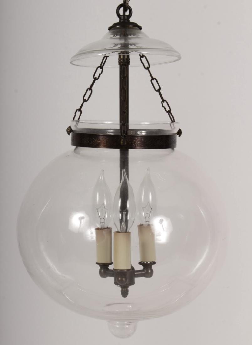 Reproduction Bell Jar Hanging 3 Light Fixture (1 of 6)