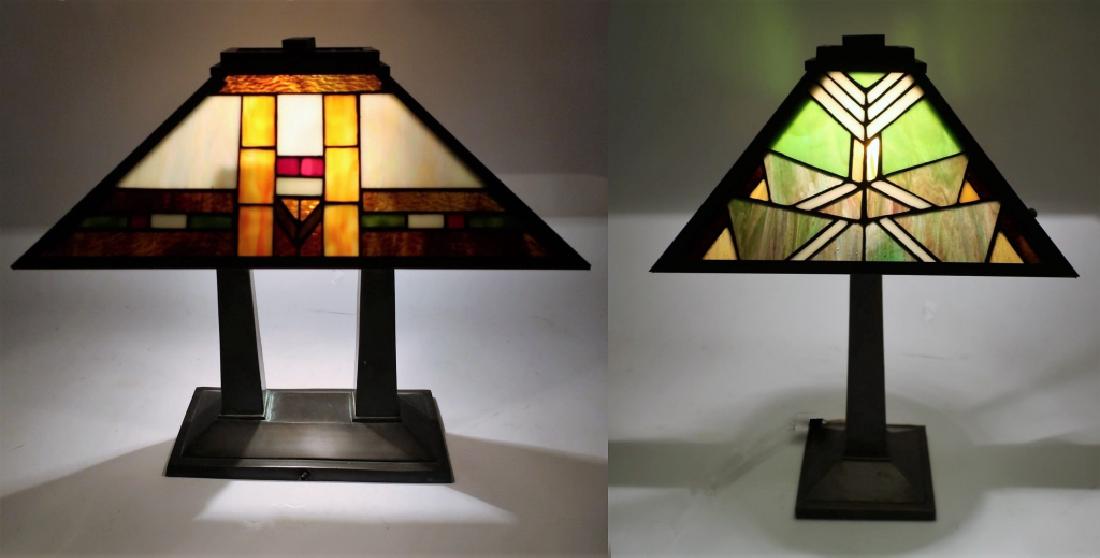 2 Frank Lloyd Wright Style Metal Lamps (1 of 7)