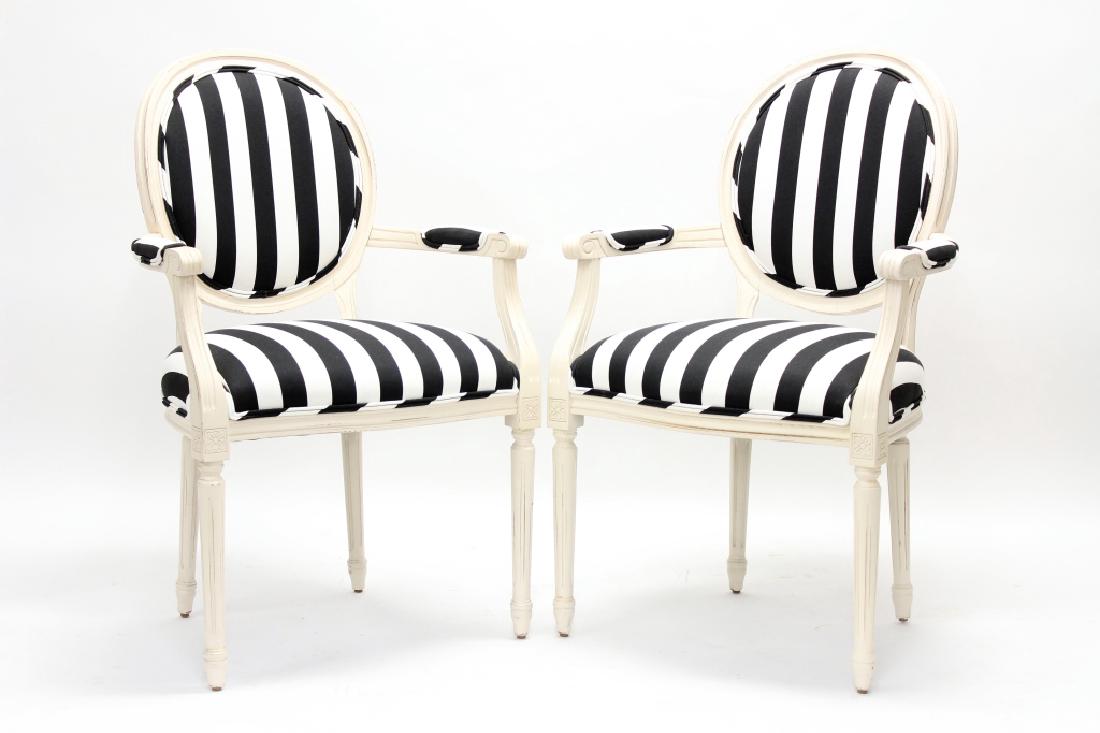 Pair French Louis XVI Style Fauteuil Chairs 20th c (1 of 5)