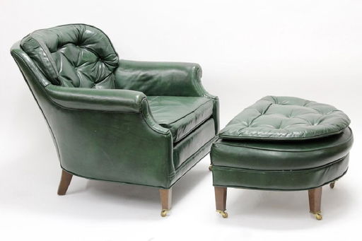 Ethan Allen Green Leather Club Chair Ottoman Feb 24 2018 Litchfield Auctions In Ct - Green Leather Chair And Ottoman Ethan Allen Green Leather Club Chair Ottoman Feb 24 2018 Litchfield Auctions In Ct - Green Leather Chair And Ottoman