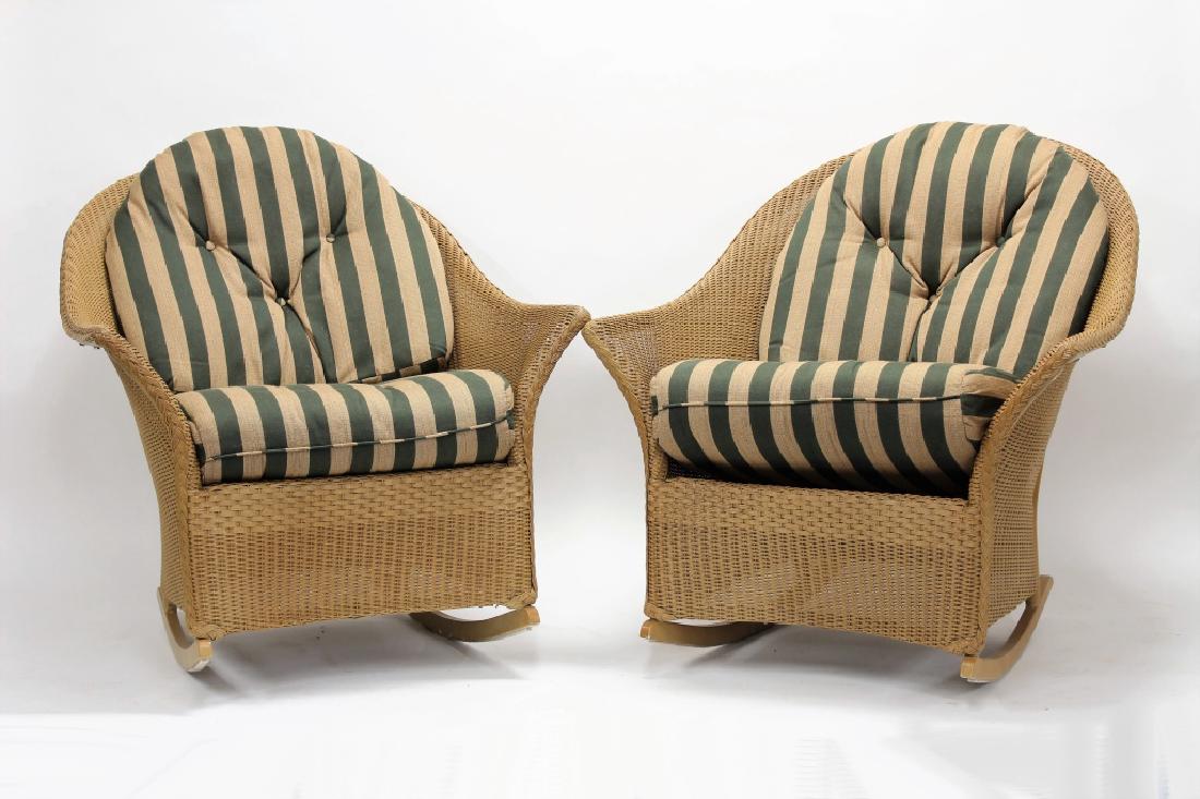 Pair of Lloyd Loom Wicker Patio Rocking Chairs (1 of 7)