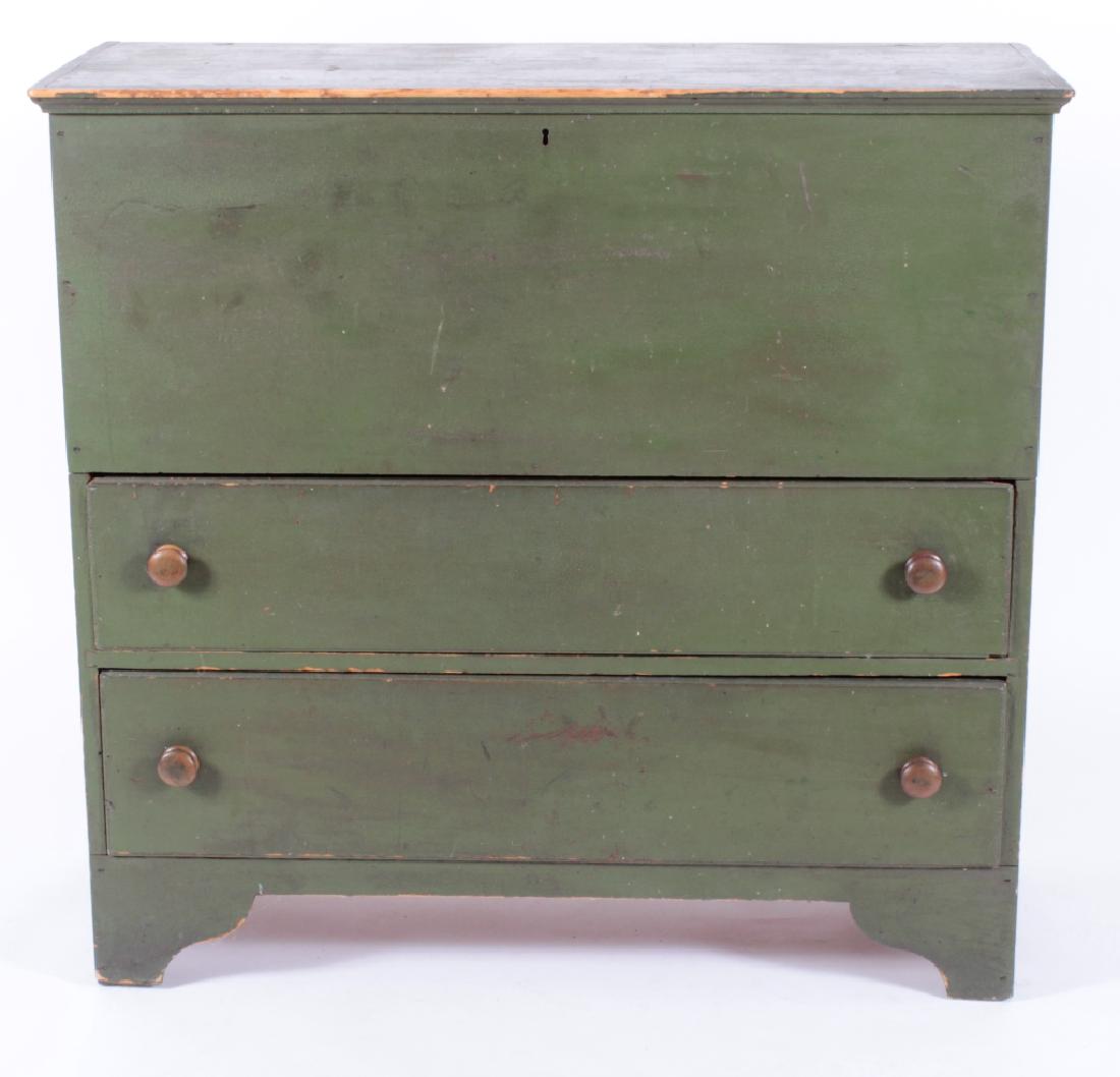Green Painted Pine Mule Chest, 2 Drawers (1 of 6)