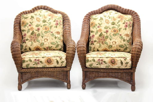 Pair Of Ethan Allen Large Wicker Patio Chairs Feb 24 2018