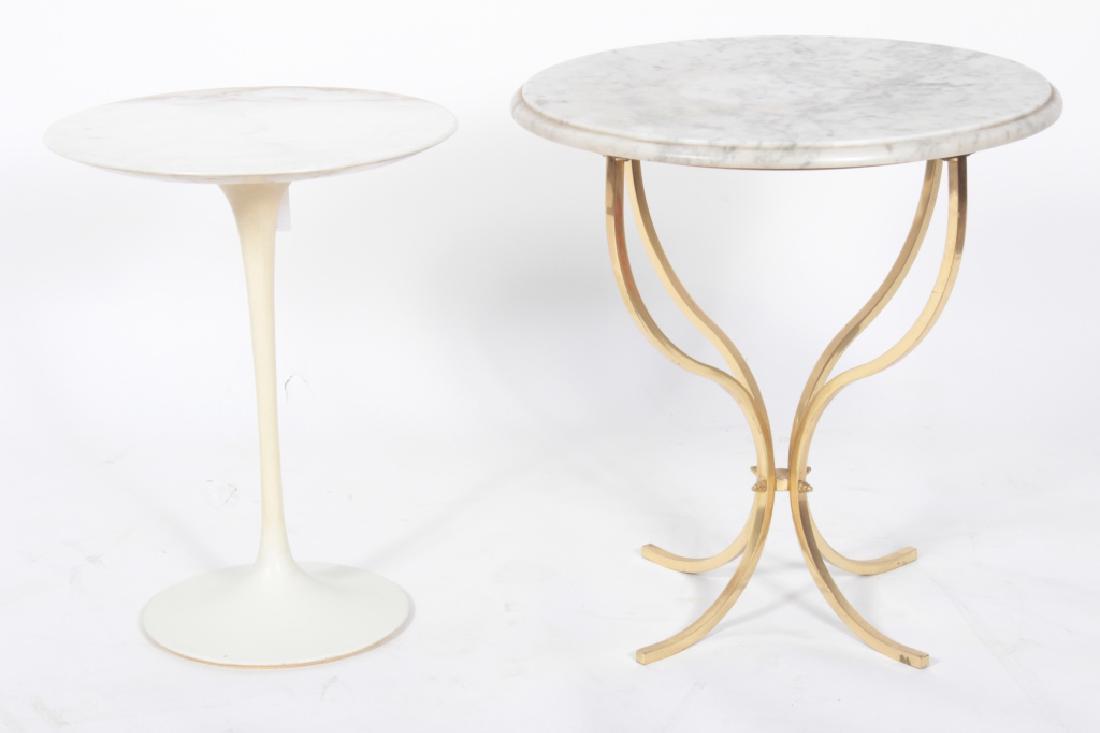 2 Small Side Tables Marble Tops, a Saarinen Tulip (1 of 5)