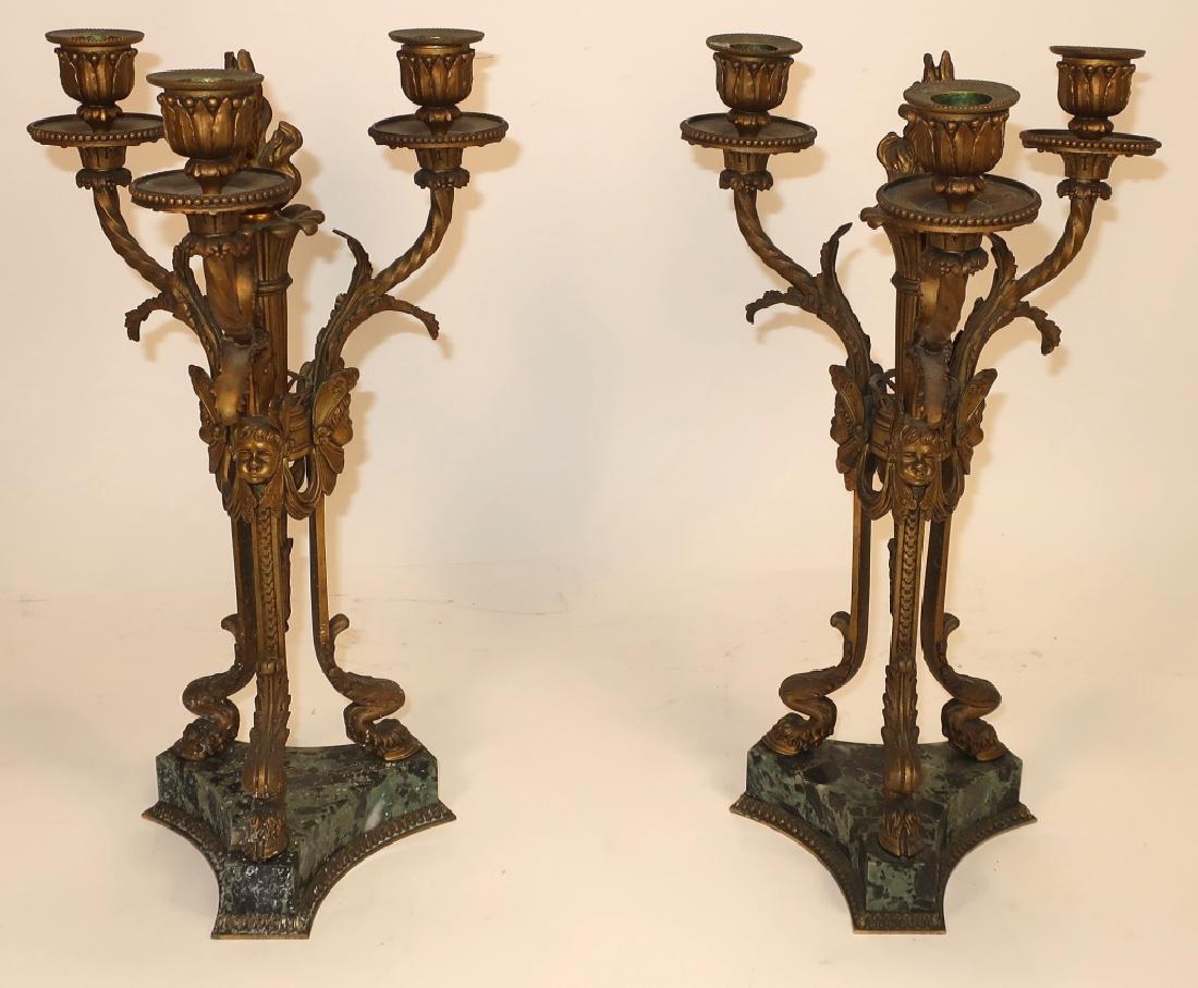 Pr. Empire Style Gilt Bronze 3-Light Candelabra (1 of 9)