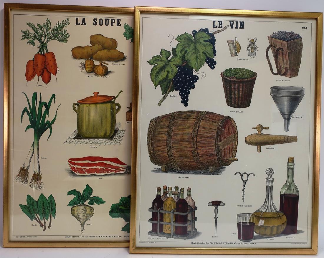 Pr. French School Posters: Wine & Soup. c. 1900: A pair of large framed French School Posters: Wine & Soup. c. 1900 (RLEN2015/2 TC) 33x25, framed 34x26 Provenance: From the South Kent Connecticut collection of a prominent artist