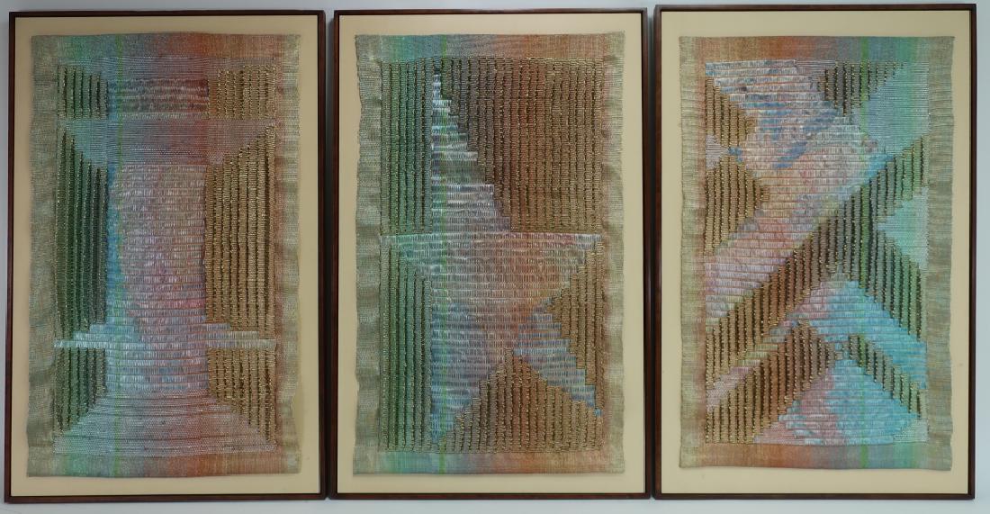 Lot of 3: Triptych, Abstract Textile Art, 20th c. (1 of 9)