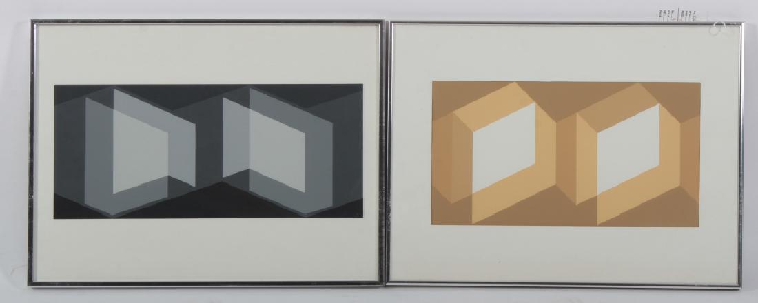 Albers, 2 Silkscreens, Grey/Yellow Geometric (1 of 5)
